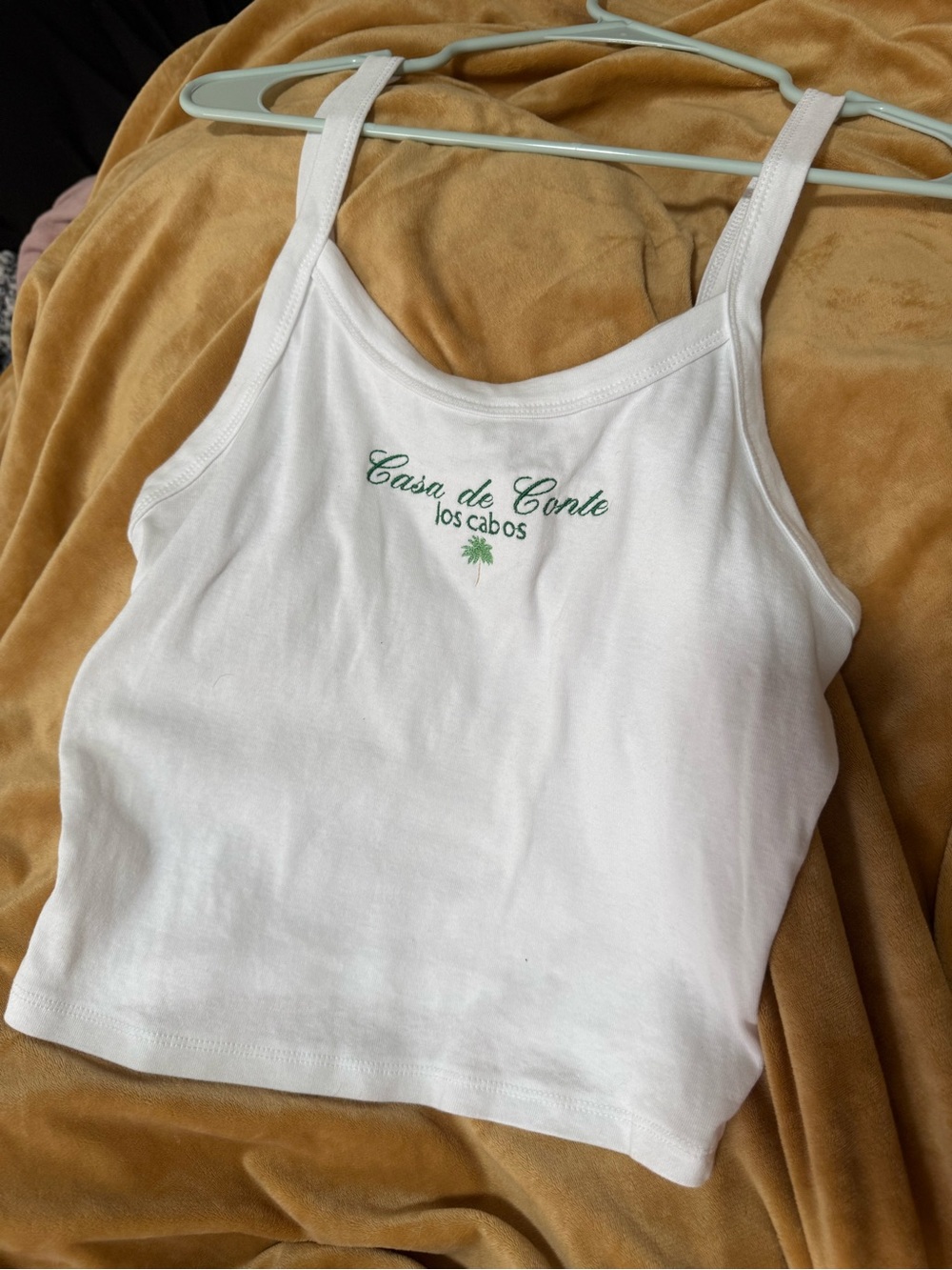 Bella Canvas Casa de Conte Los Cabos Embroidered White Baby Tee Tank Size L